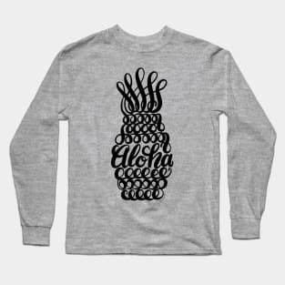 Aloha Pineapple Graphic Hand Lettered Illustration Long Sleeve T-Shirt